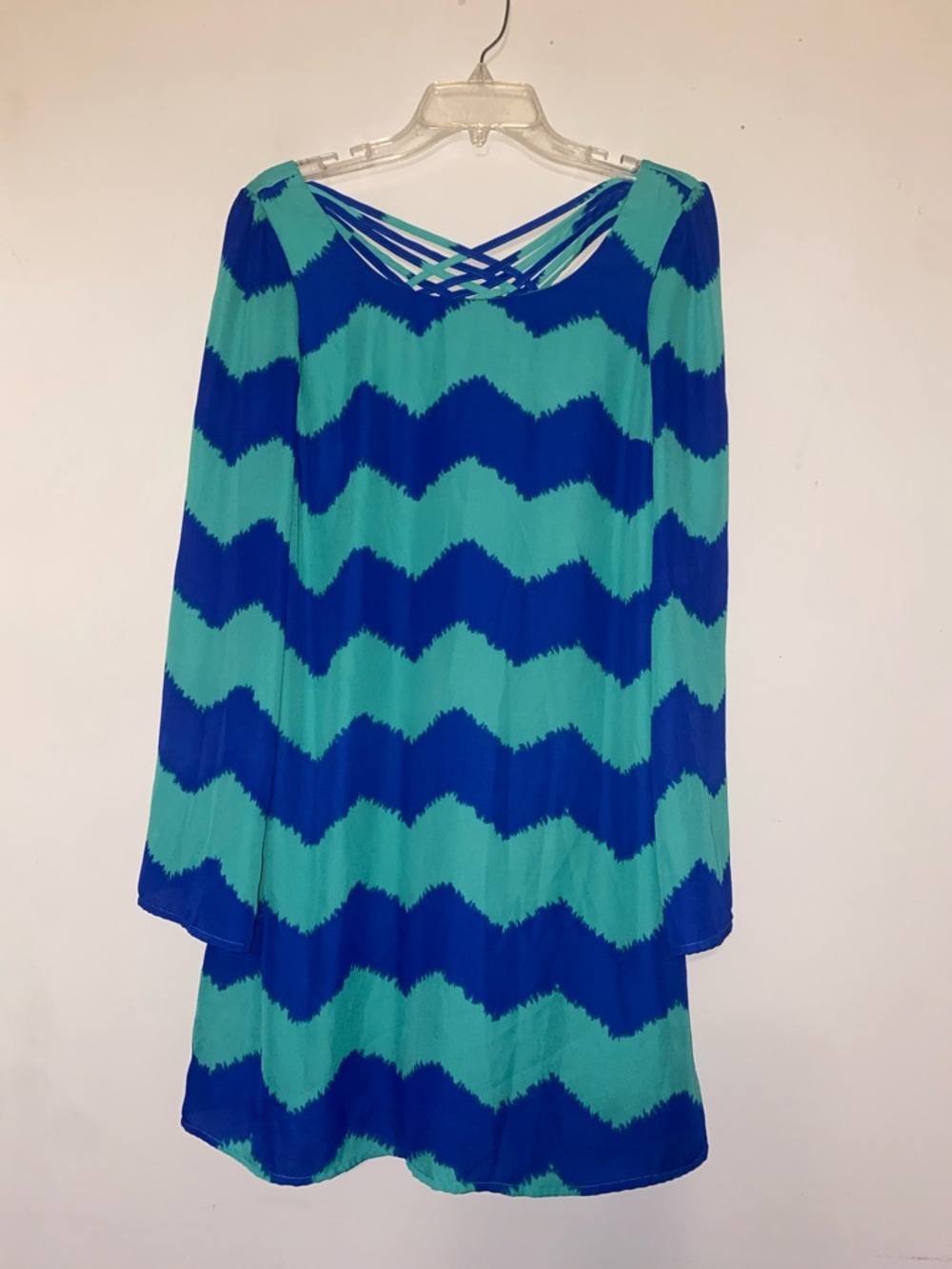 GB girls Blue and Teal Chevron Midi Dress